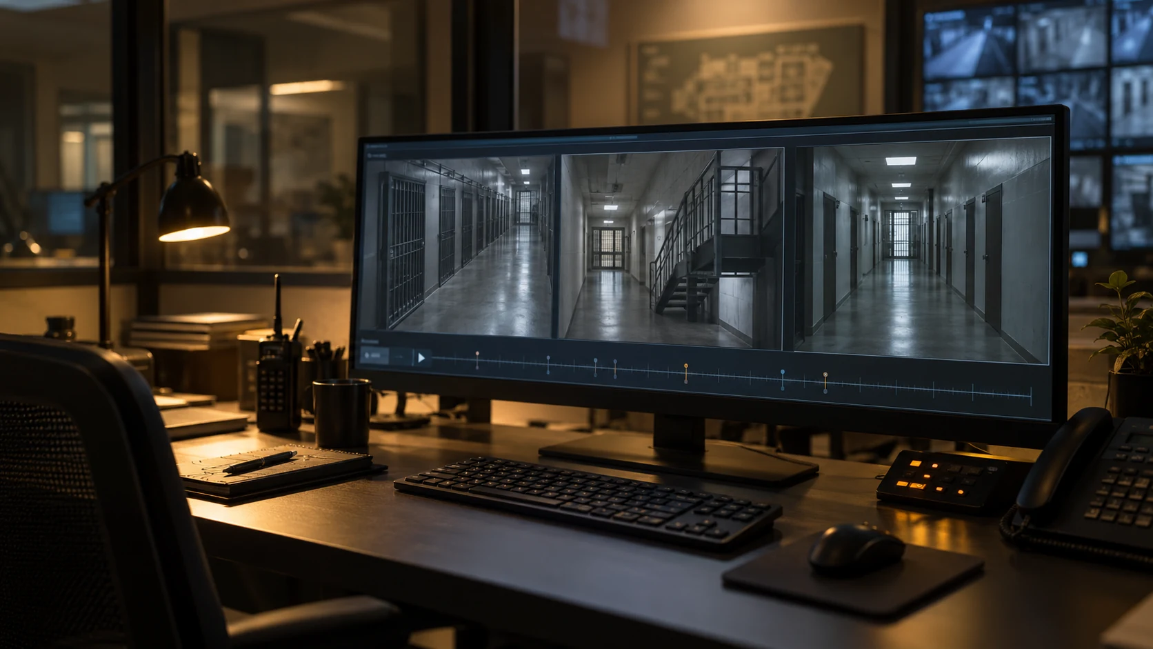 Concept workstation for reviewing recorded camera events