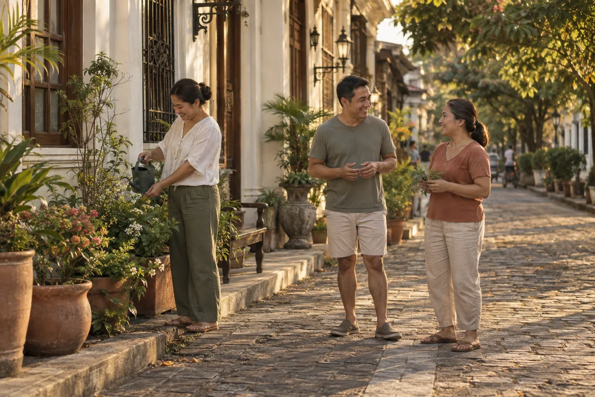 Neighbors together on a heritage lane